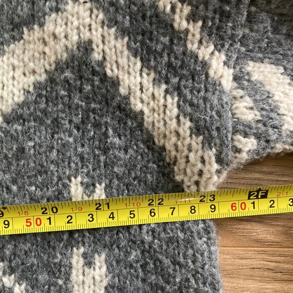 Repeat Luxury Norweigan Intarsia Cardigan Women 38 / S Gray Lagenlook Geometric - Picture 9 of 11